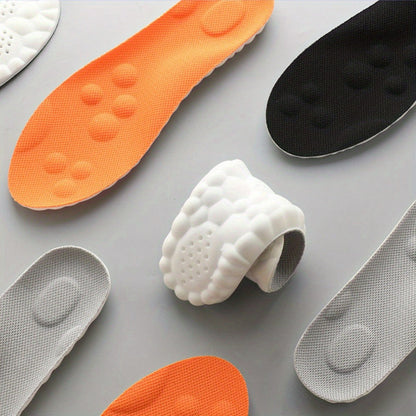 Three-Pair 4D Foam Shoe Inserts in Gray or Orange with Five EU Size Options for Everyday Footwear