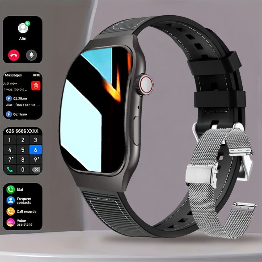 Smartwatch 1.96 Inch Curved HD Display with Bluetooth 5.2 Calling and Fitness Readouts in Three Colors