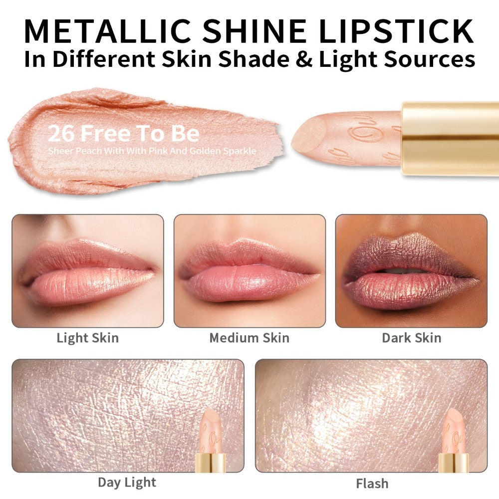 Lipstick Set, Oulac 3-Piece Metallic Finish Collection with Set 4 or Set 5 Color Selections