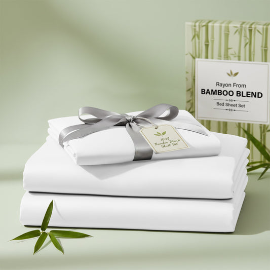 Bed Sheet Set 30% Bamboo Viscose 70% Polyester in 3- or 4-Piece Sizing with 16-Inch Pocket