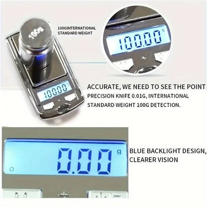 Mini Keychain Pocket Scale with Flip Cover, Blue Backlit Display and 200g/0.01 Checkout Label