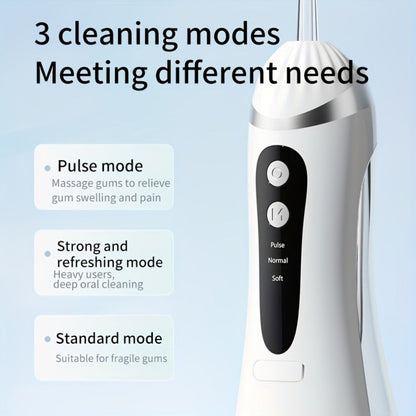 Water Flosser Portable Three-Mode Design with USB Charging, Brush Head Attachment and Three Color Options