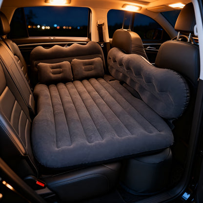 Inflatable Car Bed Plush Folding Design with Storage Bag & Tool Kit Soft Skin-Friendly Comfortable Outdoor Car Air Mattress for Camping Travel Road Trip, Multiple Colors