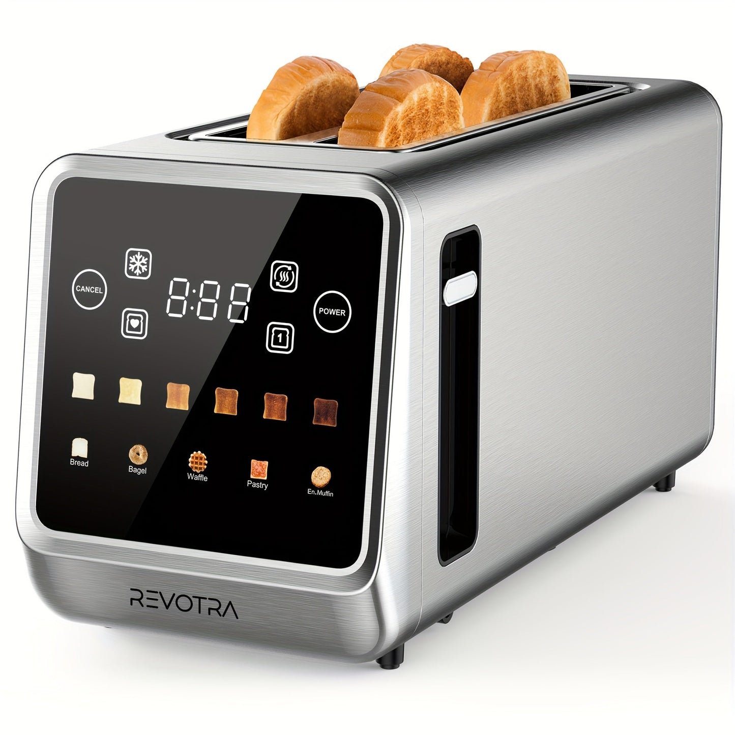 Long-Slot Four-Slice Toaster with Touch Screen, Six Shade Levels and Removable Slide-Out Crumb Tray