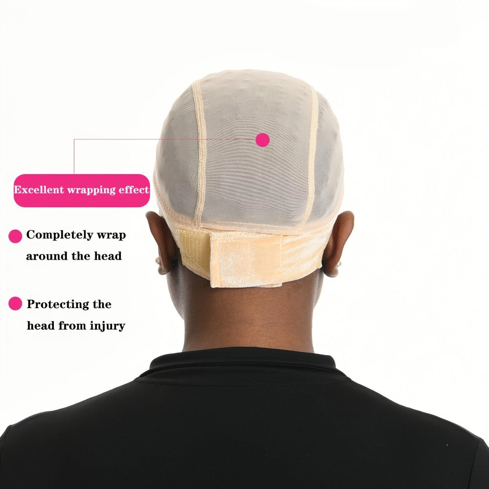 Wide Lace Wig Grip Cap with Ear Cutouts in Brown, Blonde, Black, Beige 613 or Two-Piece Color Sets