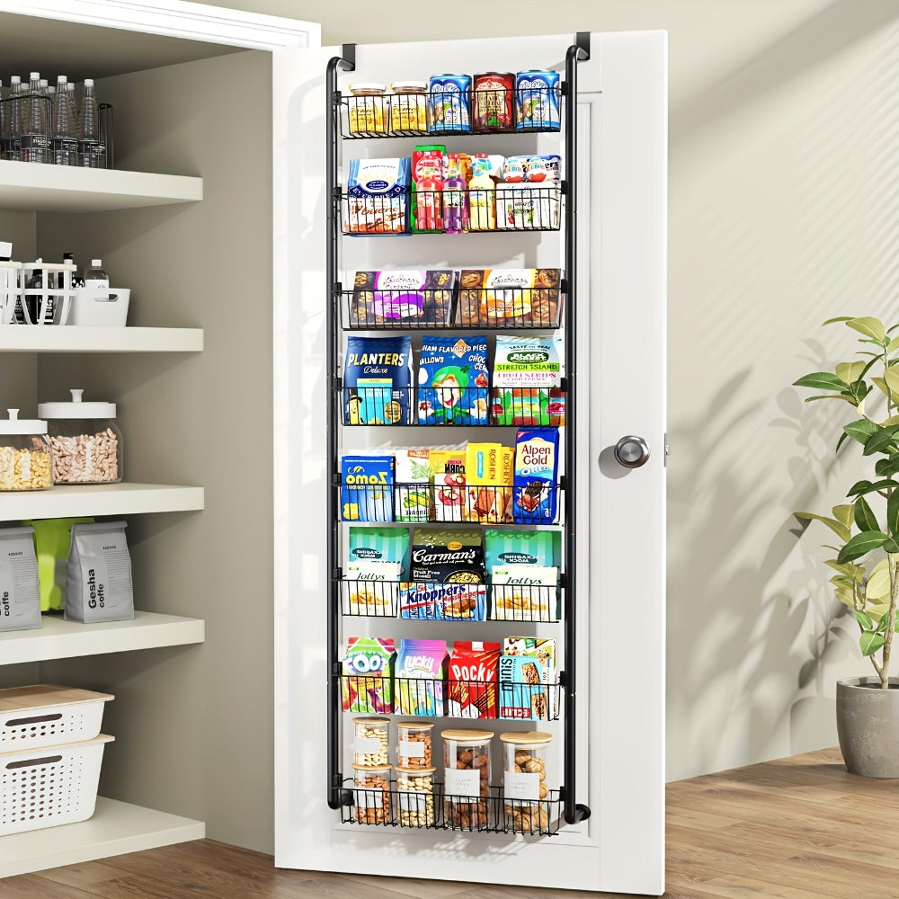 Over The Door Organizer - Multi-Layer Pantry Storage Rack for Kitchen Bathroom Laundry Room, Space Saving Door Hanging Shelf