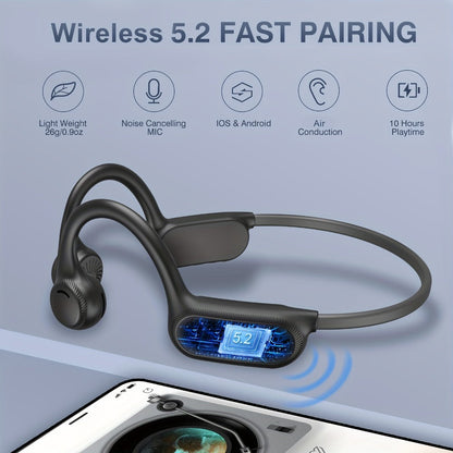 Sport Open Ear Headphones Wireless Bluetooth with Noise-Canceling Mic – Air Conduction Running Headphones 10H Playtime Open-Ear Stereo Headset for Workout Cycling Gym Outdoor Sports