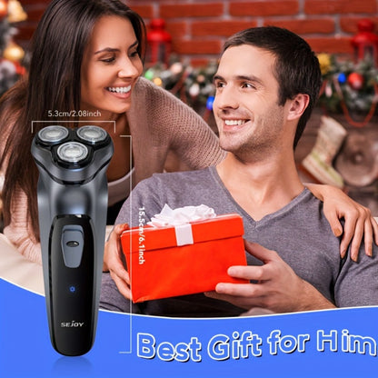 Electric Shaver 3D Floating Rotary Head with Pop-Up Trimmer, LCD Display and 1-Hour Fast Charge for Wet/Dry Use