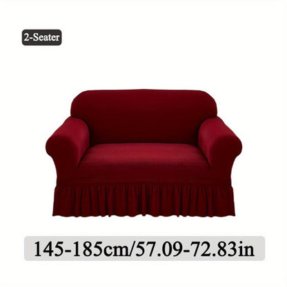 Stretch Sofa Slipcover Lightweight Breathable Elastic Full Cover Skirted Design Anti-Slip Soft Cool Comfort Machine Washable for 3 4 Seater Living Room Furniture Protector