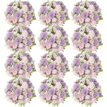 Artificial Flowers 12-Bundle Peony and Hydrangea Bouquet Set in Five Colors for Wedding Decor