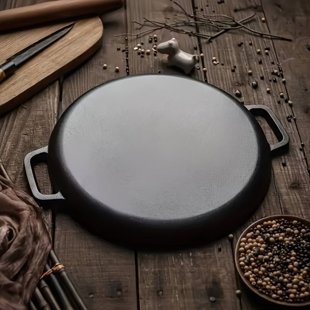 Pre-Seasoned Cast Iron Pan Set - Non-Stick Multifunctional Skillet for Pizza Home Kitchen Outdoor Cooking