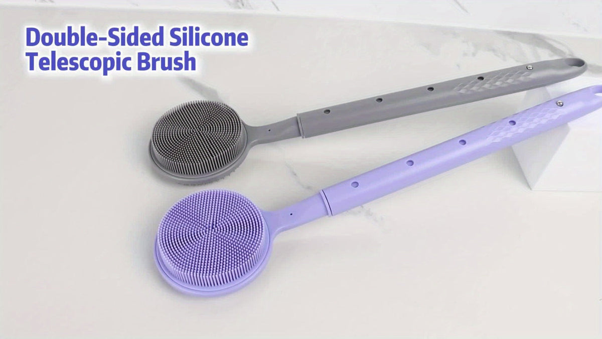 Long Handle Bath Brush Extendable 40-60cm Back Scrubber Dual-Sided Exfoliating Body Brush, for Bath Time, Home Spa and Personal Care