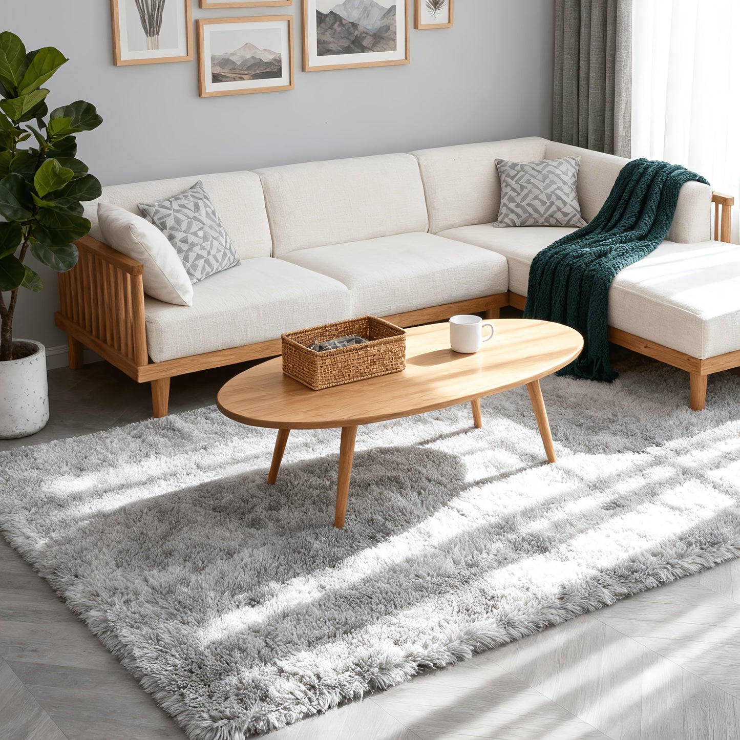 Plush Shag Area Rug in Solid or Tie-Dye Colors with Four Rectangular Size Options for Living Spaces