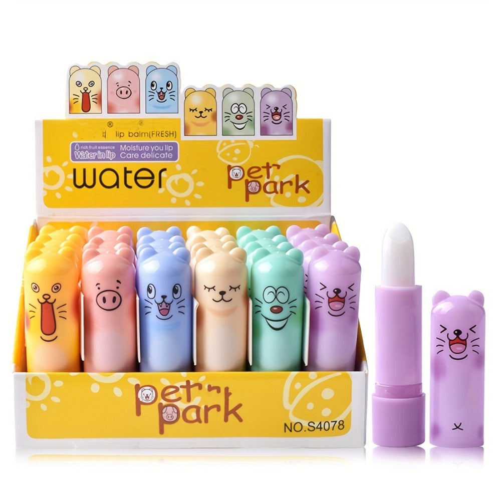 Lip Balm WATER PARK PET PARK 24-Piece Set with Twist-Up Tubes, Character Packaging and Two Box Styles