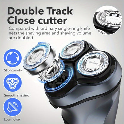 Electric Shaver 3D Floating Rotary Head with Pop-Up Trimmer, LCD Display and 1-Hour Fast Charge for Wet/Dry Use