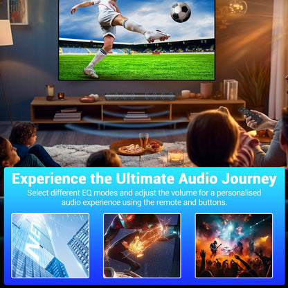 Detachable 21.65-Inch TV Soundbar with TF, AUX, USB and RCA Inputs, FM Radio and Black Finish