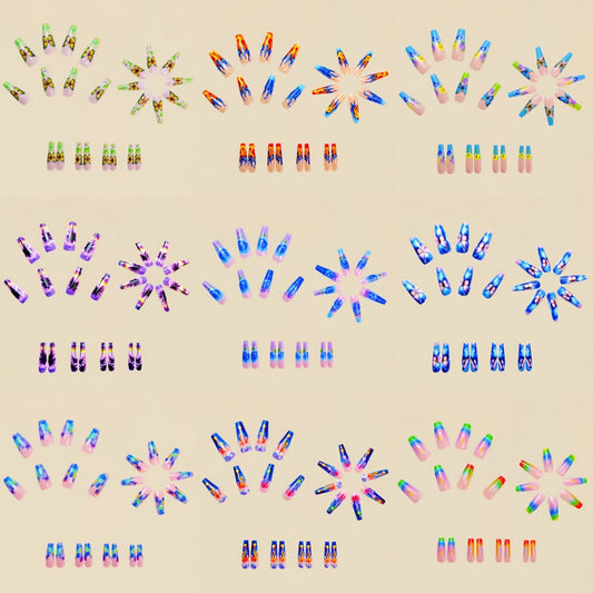 Coffin Press On Nails 216 Pieces Medium Length Nude Pink Flower Glossy Reusable Full Cover False Nails for Women Girls – Spring Summer Bridal Wedding Nail Art Kit