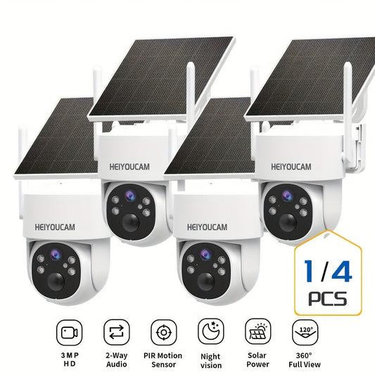 360° Solar PTZ Outdoor Security Camera 3MP, AI Human Auto-Tracking, Smart Siren Alarm, Spotlight Color Night Vision, Two-Way Audio, Weatherproof WiFi – Wire-Free Solar CCTV with Active Deterrent