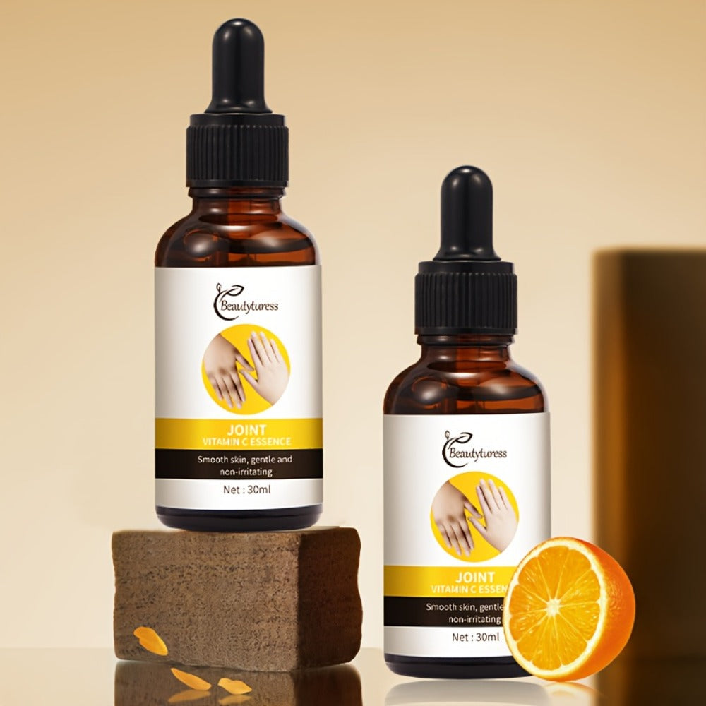 Face Serum Vitamin C Two-Bottle Set with Light Beige Liquid Texture and Amber Dropper Packaging