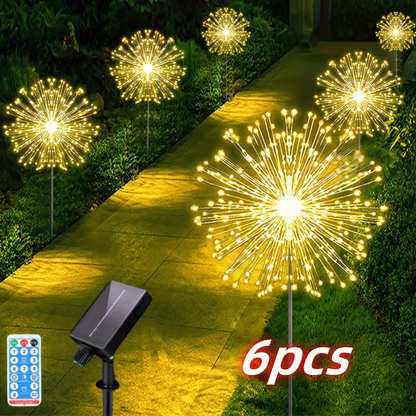 Solar Garden Lights Dandelion Firework Stakes with Remote, 540/1080 LEDs, 8 Modes and 6/12 Packs