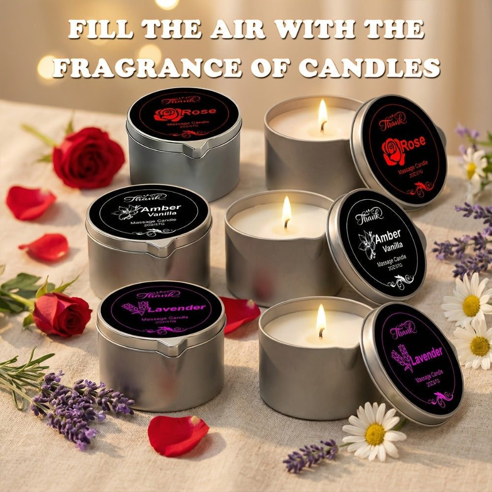 2 oz Massage Oil Candle in 18 Scent and Pack Options Including Jasmine, Lavender, Geranium and Vanilla