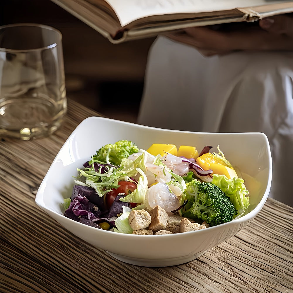 White Bowl and Plate Set in 4-, 8- or 16-Piece Configurations for Picnics, Parties and Everyday Serving