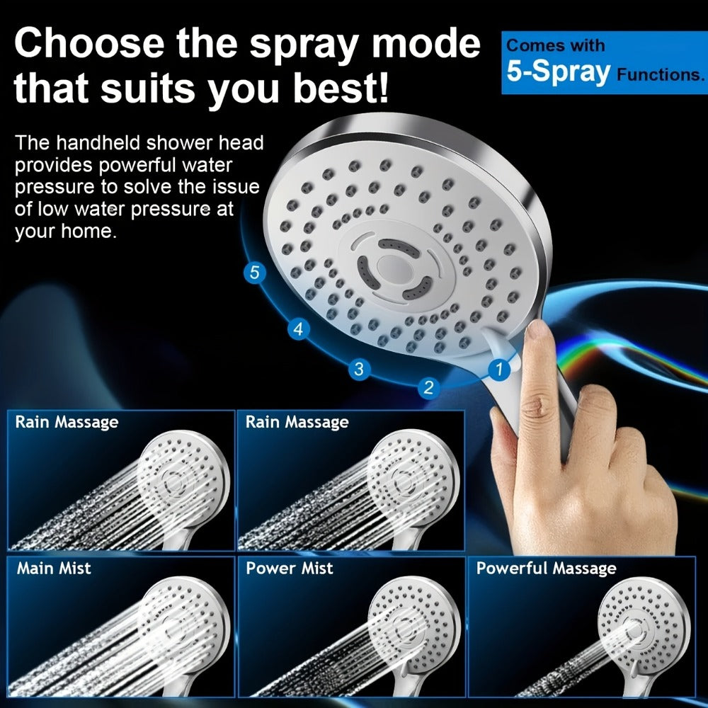 High Pressure Rainfall Shower Head Combo with Handheld Spray – 9 Spray Settings, 180° Adjustable Bracket, Stainless Steel Hose, Anti-Clog Nozzles, Modern Bathroom Shower System