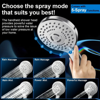 High Pressure Rainfall Shower Head Combo with Handheld Spray – 9 Spray Settings, 180° Adjustable Bracket, Stainless Steel Hose, Anti-Clog Nozzles, Modern Bathroom Shower System