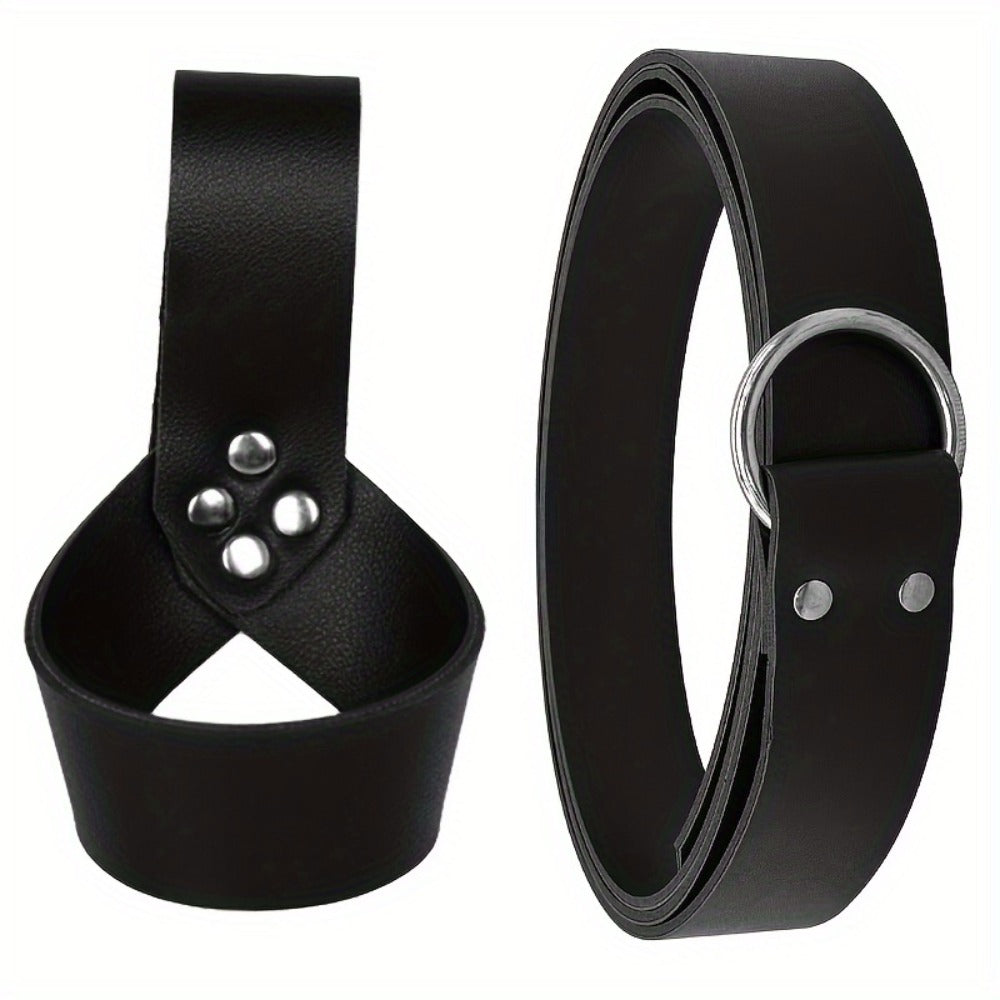 Costume Accessories Faux Leather Knife Sheath and Belt Options in Black or Brown for Medieval Outfits