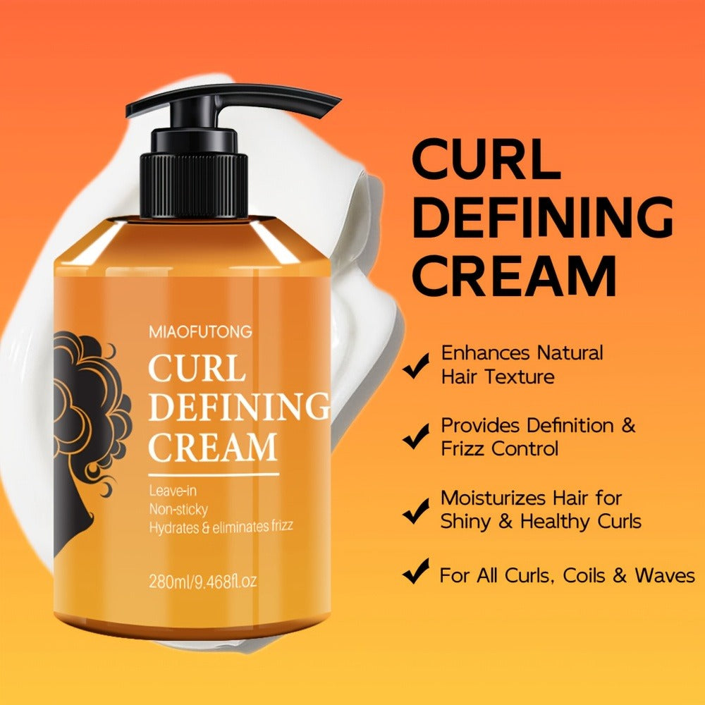 Curl Defining Cream with Argan Oil 280ml Frizz Control Moisture Lock Hydrating Styling Conditioner – Enhances Shine Boosts Volume Heat-Free Curl Definer for Curly Wavy Coily Hair Women