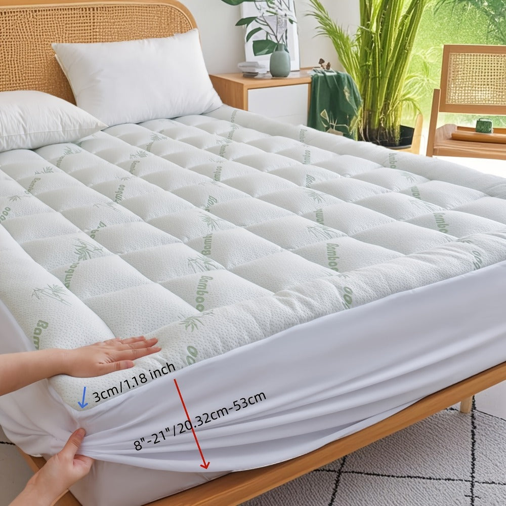 Mattress Topper Plush Down-Alternative Pillow Top with Deep-Pocket Skirt and Six Bed Sizes