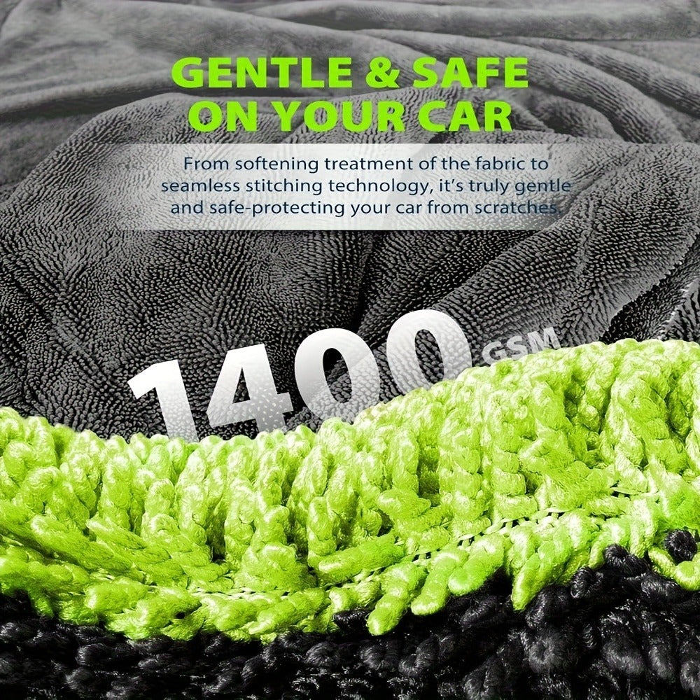 Microfiber Car Drying Towel 1400GSM – Dual-Sided Scratch-Free Twist Yarn Cloth, 48"x24" High-Absorbency Car Wash Towel