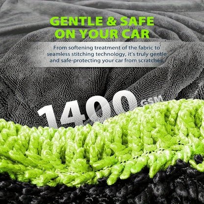 Microfiber Car Drying Towel 1400GSM – Dual-Sided Scratch-Free Twist Yarn Cloth, 48"x24" High-Absorbency Car Wash Towel