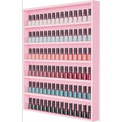 Nail Polish Rack Wall Mount Organizer 6-Tier & 10-Tier with Acrylic Baffle – Salon Display Shelf for Nail Polish Storage, Home Nail Studio & Spa, Black White Pink