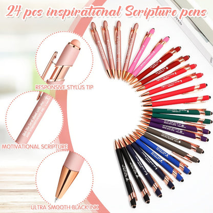 Seventy-Two-Piece Religious Stationery Gift Set with Notebooks, Ballpoint Pens and Quote Keychains
