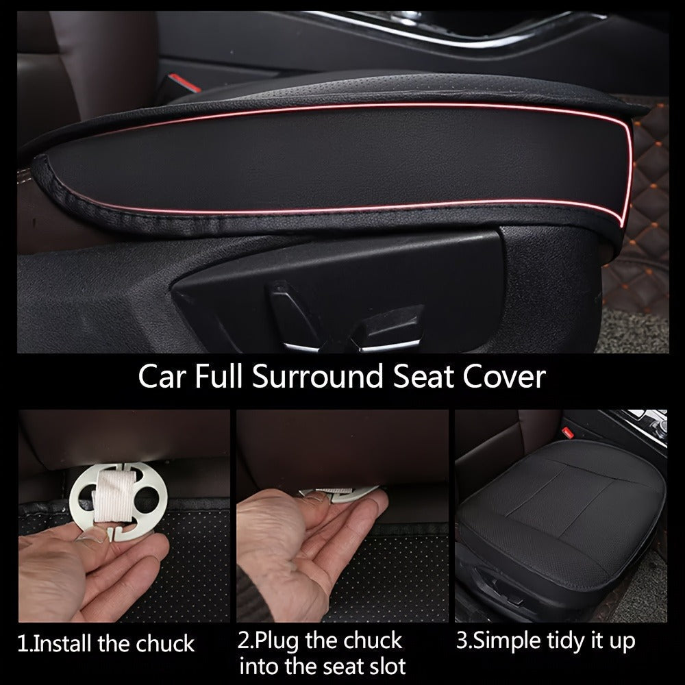 Car Seat Cover Front Cushion with PU Leather, Bamboo Charcoal Strips and 21.5 x 20.5 Inch Size