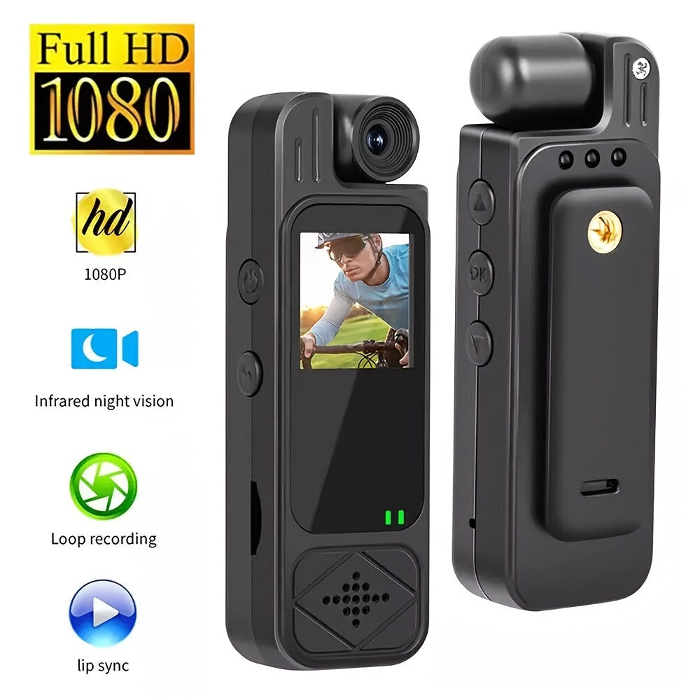 Mini Body Camera 1080P HD with Night Vision & 180° Rotating Lens – 5-Hour Battery, Loop Recording, Infrared IR Lights, USB Rechargeable for Outdoor Sports, Travel & Personal Security