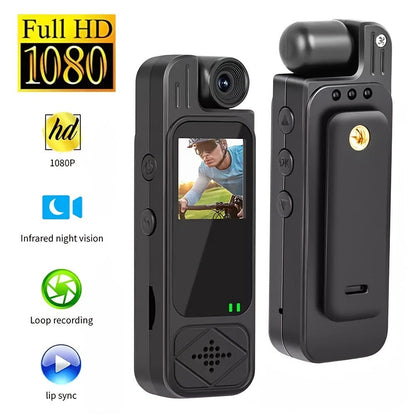 Mini Body Camera 1080P HD with Night Vision & 180° Rotating Lens – 5-Hour Battery, Loop Recording, Infrared IR Lights, USB Rechargeable for Outdoor Sports, Travel & Personal Security