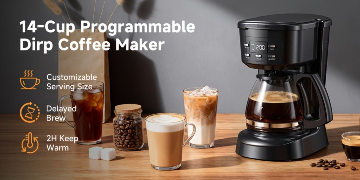 Five-Cup Programmable Drip Coffee Maker with Glass Carafe, Reusable Filter and Black or White Finish