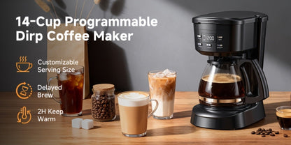 Five-Cup Programmable Drip Coffee Maker with Glass Carafe, Reusable Filter and Black or White Finish