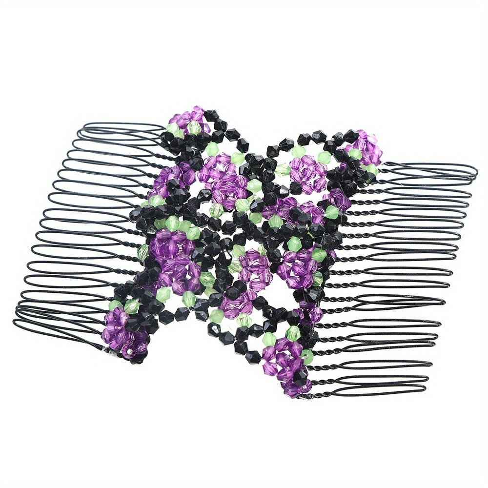 Hair Accessories Six-Piece Floral Comb and Hairpin Set with Beaded Details for Bridal Updos