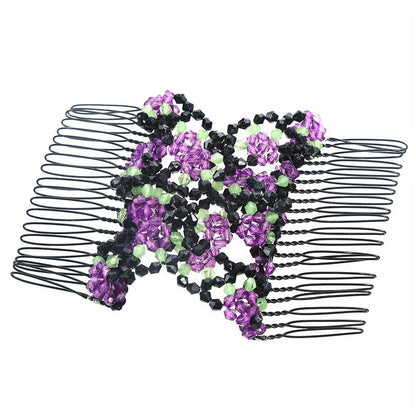 Hair Accessories Six-Piece Floral Comb and Hairpin Set with Beaded Details for Bridal Updos