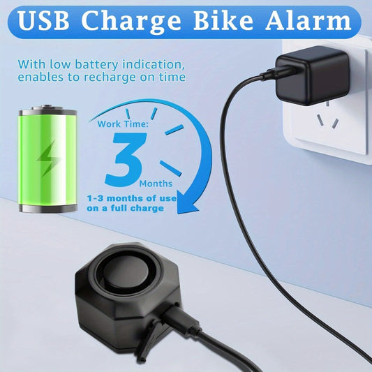 Bike Alarm Anti-Theft 110dB – USB Rechargeable Bicycle Alarm with Wireless Remote, Vibration Motion Sensor & 3 Volume Levels for Bicycle, Motorcycle, Scooter, Trailer & Car Security