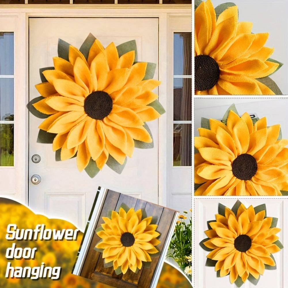 Sunflower Wreath for Front Door - Artificial Floral Wall Hanging Decor for Indoor Outdoor Home Office, Wedding Festival Thanksgiving Farmhouse Decoration, Year-Round Seasonal Display