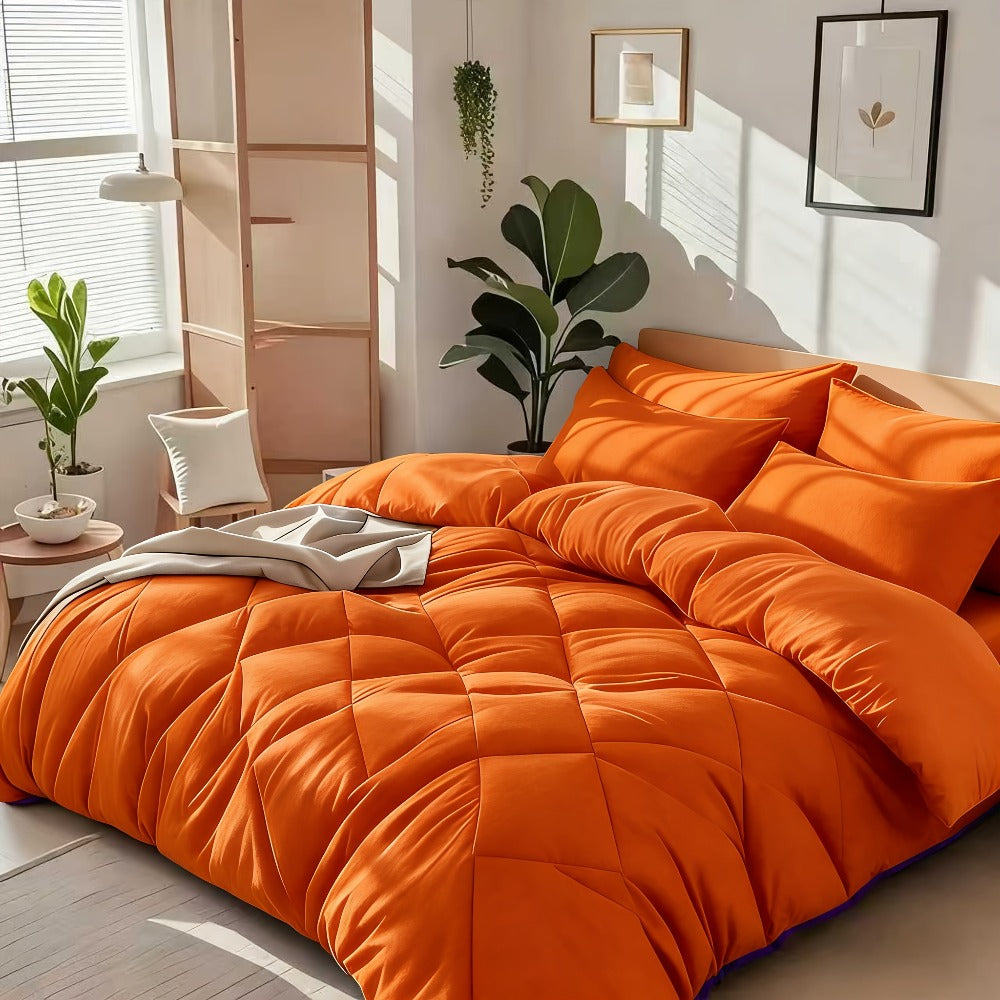 Diamond-Grid Microfiber Comforter Set with Pillowcases, 14 Color or Code Options and Twin, Queen or King Sizes
