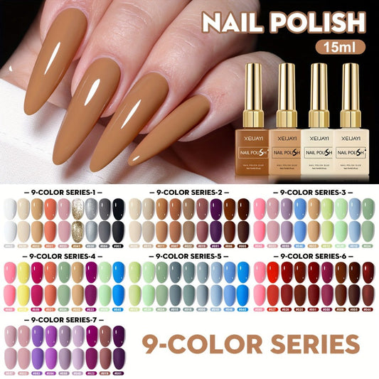 Gel Nail Polish XEIJAYI 9-Piece Fall-Winter Sets in 7 Numbered Palettes with LED Cure for Nail Art