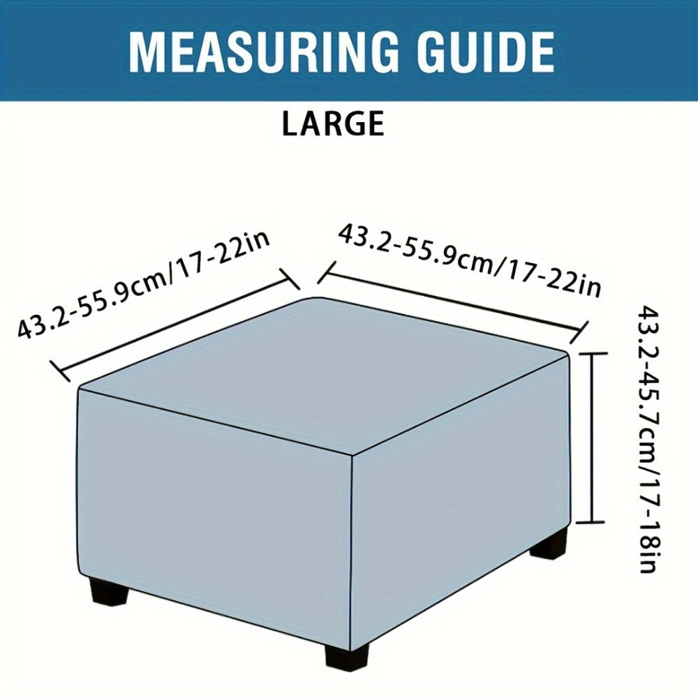 Square Ottoman Cover with Elastic Band in Six Color Labels and L or XL Size Options for Home and Office Footstools