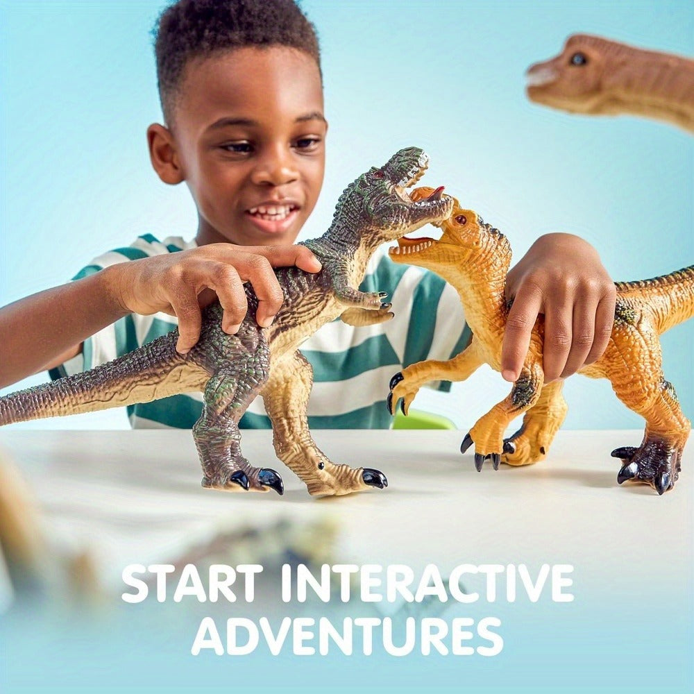 Toddler Dinosaur Figures with Educational Book, 6 Jumbo Realistic Dinosaur Toys for Toddlers 1+ Years