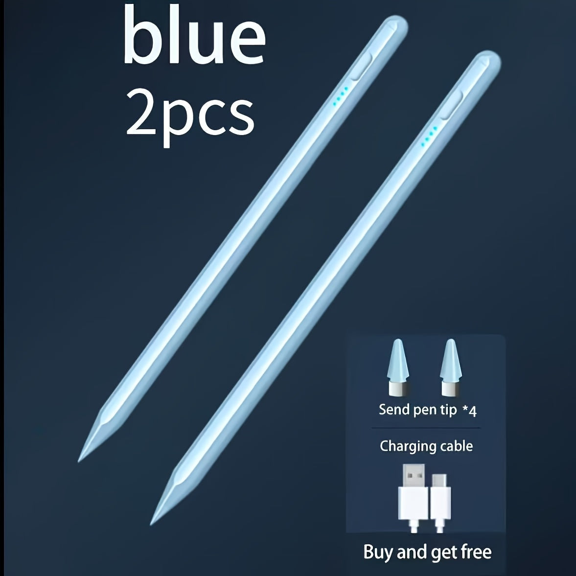 USB-C Rechargeable Stylus Pen with Top Power Button and Single-Pen, Two-Pen or Storage-Bag Bundle Options
