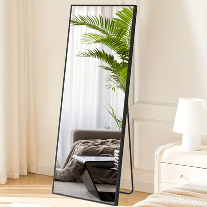 Full Length Mirror Floor Standing with LED Light - Arched & Rect Aluminum Frame Dressing Mirror for Bedroom Living Room, Black/Golden/White
